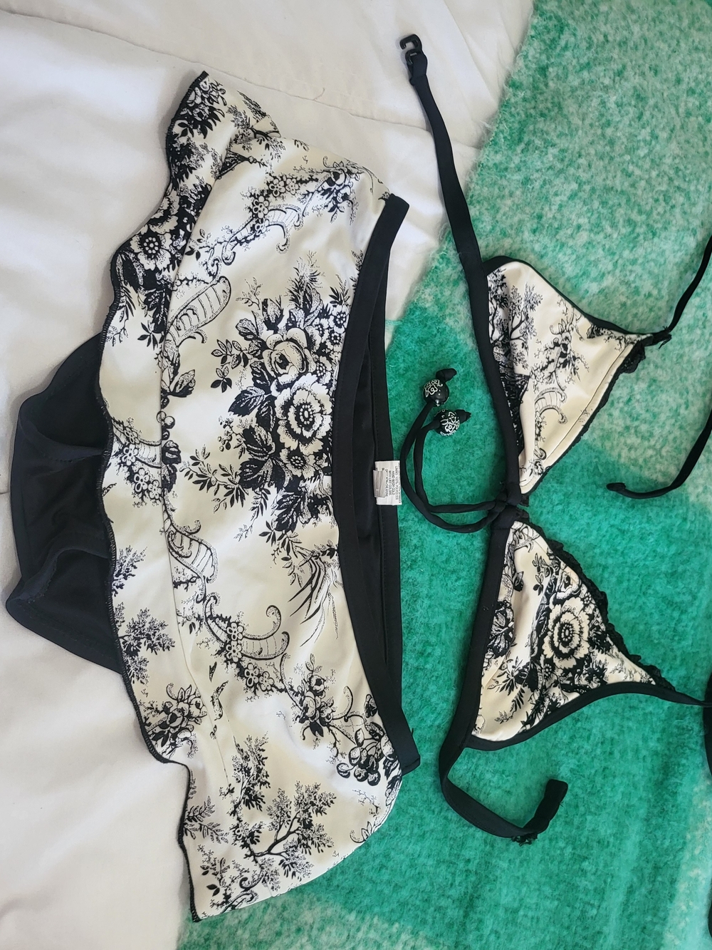 Massimo Black and White Floral Two-Piece Bikini Set
